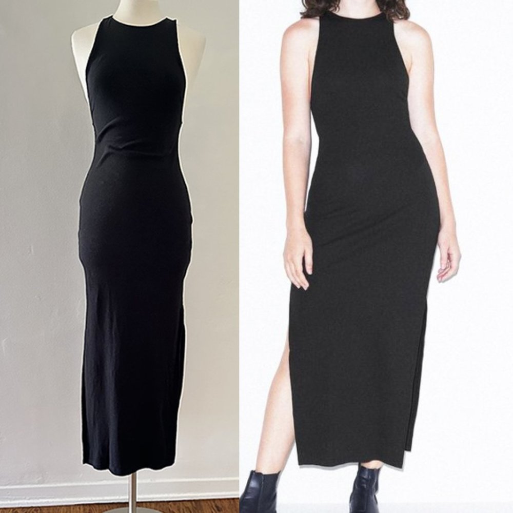 New American Apparel 2x2 ribbed cotton racerback maxi dress